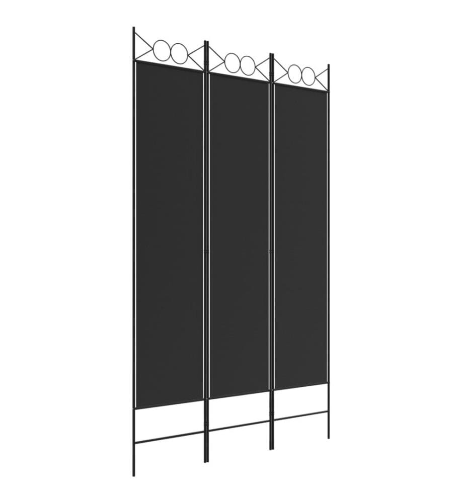 3-tlg. Paravent Schwarz 120x200 cm Stoff