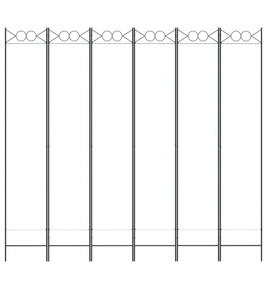 6-tlg. Paravent Weiss 240x220 cm Stoff