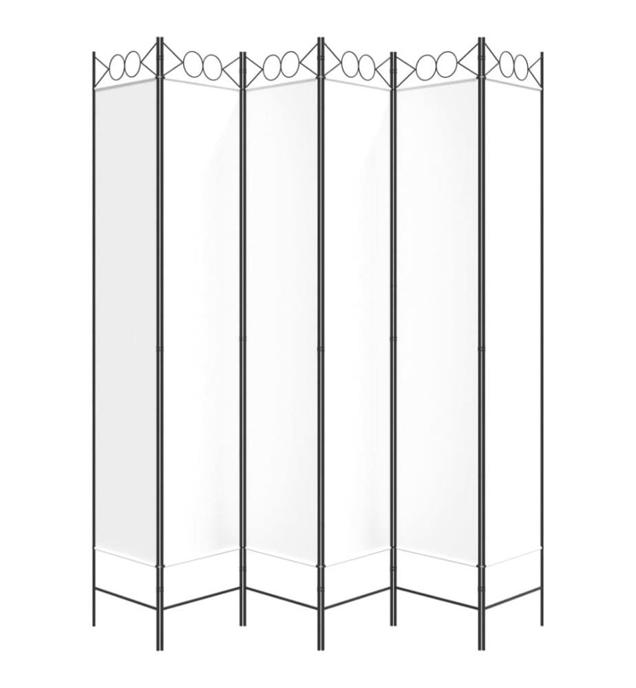 6-tlg. Paravent Weiss 240x220 cm Stoff