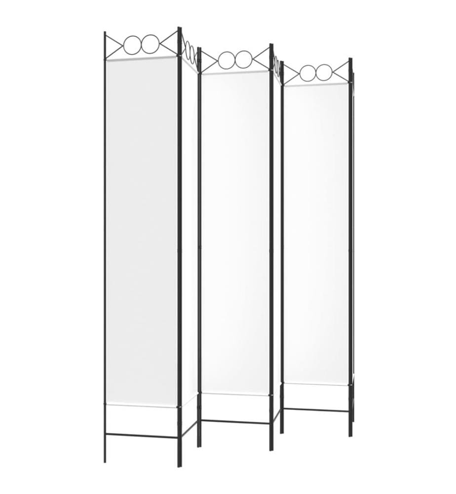 6-tlg. Paravent Weiss 240x220 cm Stoff