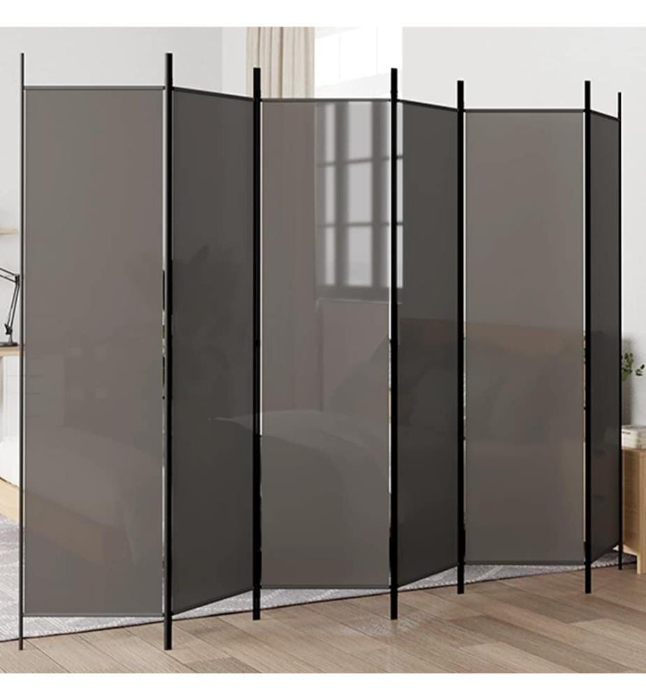6-tlg. Paravent Anthrazit 300x200 cm Stoff
