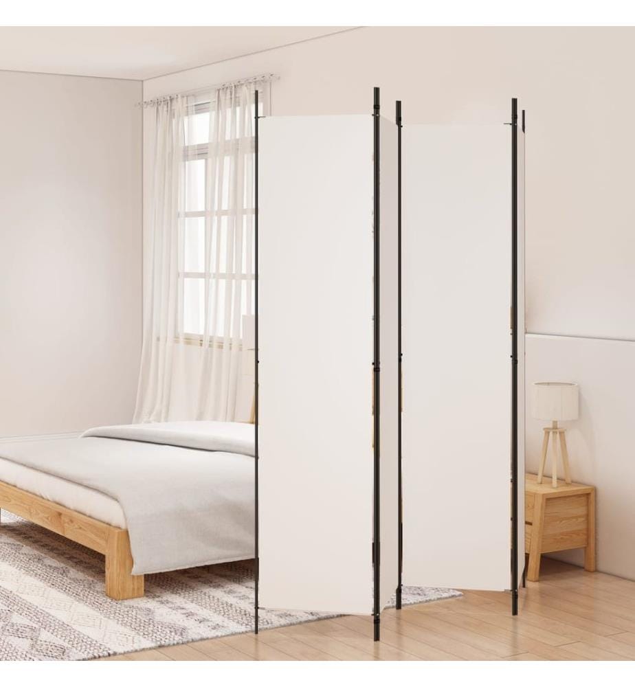 4-tlg. Paravent Weiss 200x220 cm Stoff