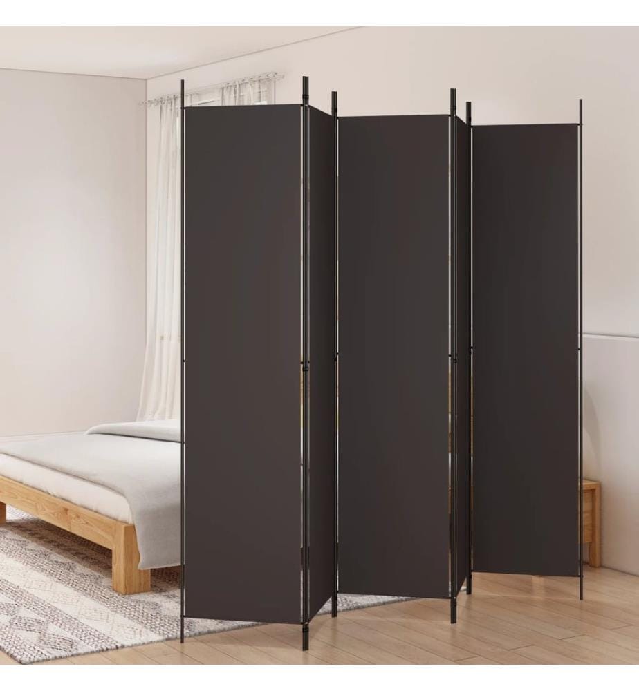 5-tlg. Paravent Braun 250x220 cm Stoff