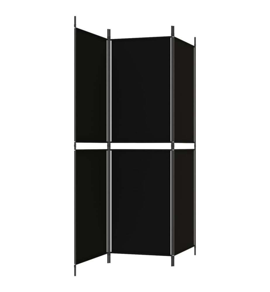 3-tlg. Paravent Schwarz 150x180 cm Stoff