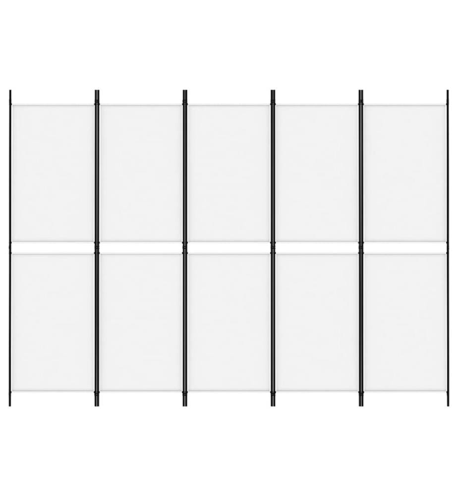 5-tlg. Paravent Weiss 250x180 cm Stoff