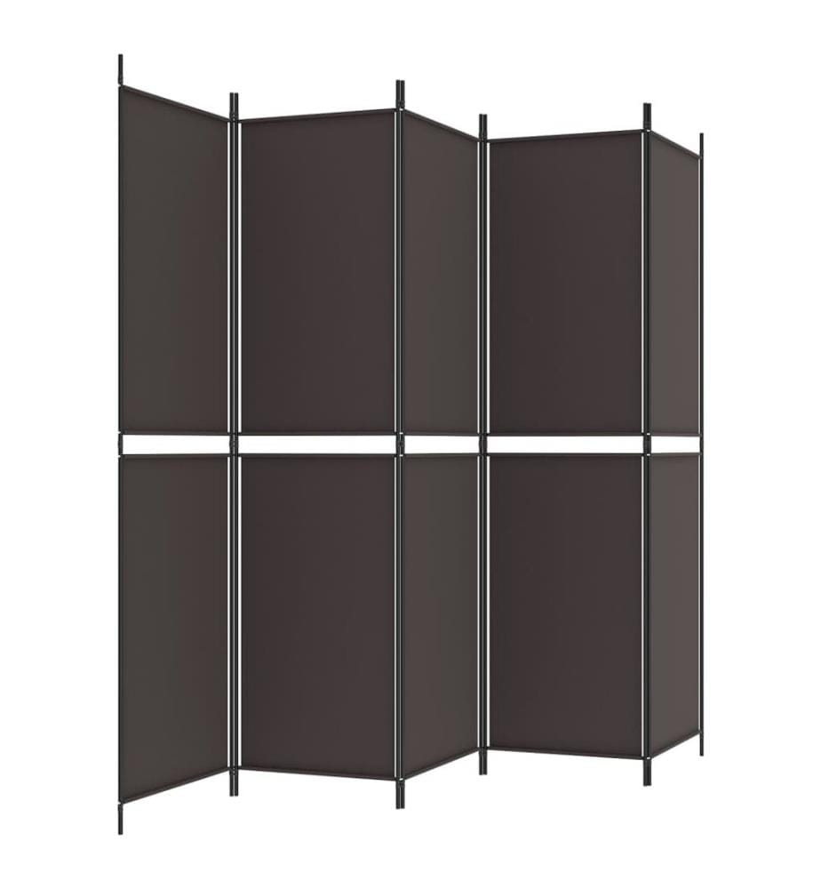 Cloison de séparation 5 panneaux Marron 250x200 cm Tissu