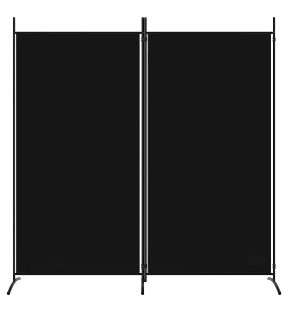 2-tlg. Paravent Schwarz 175x180 cm Stoff