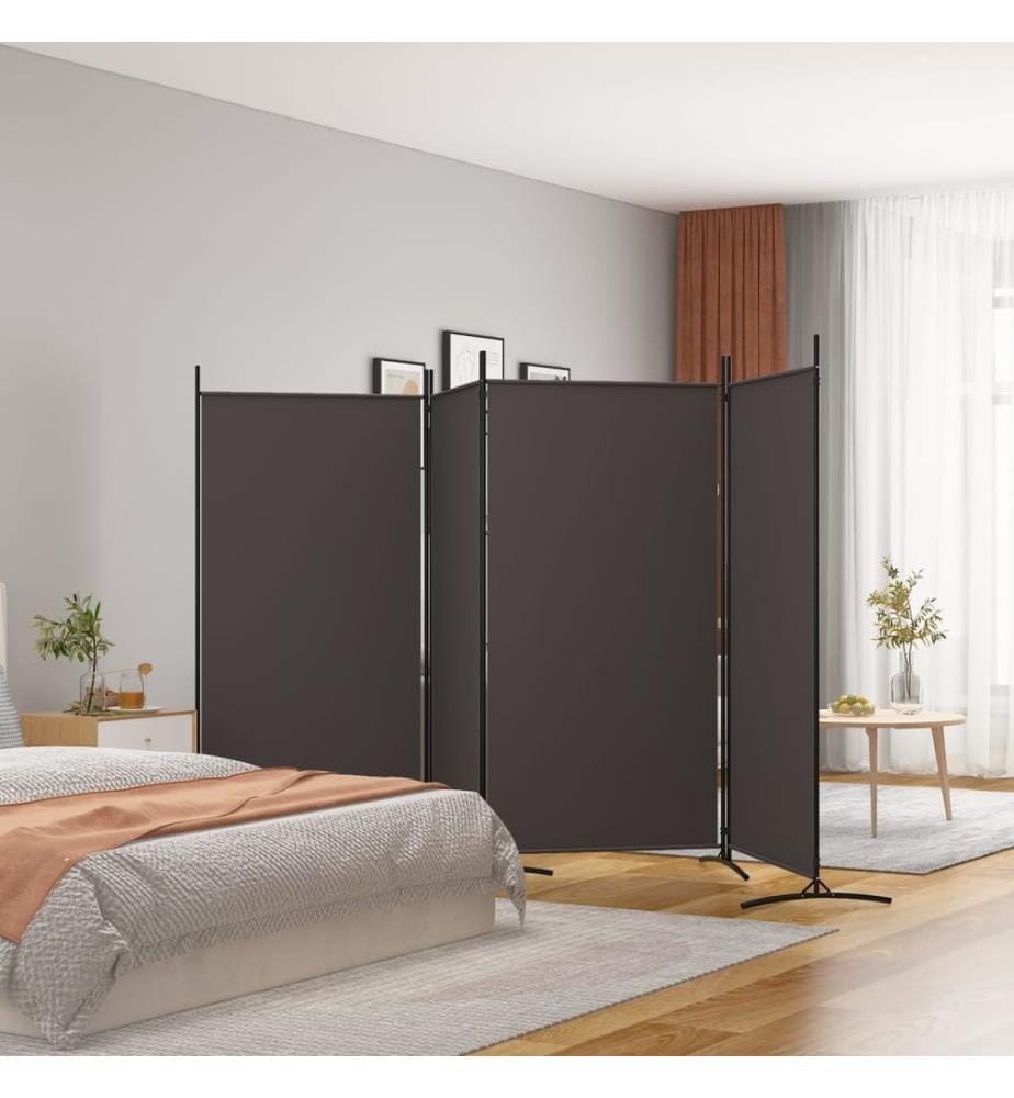 4-tlg. Paravent Braun 346x180 cm Stoff