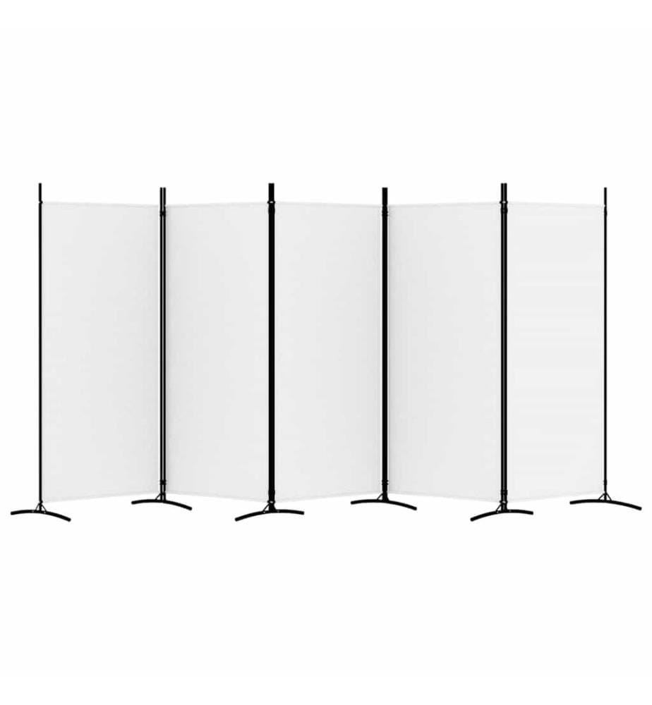 5-tlg. Paravent Weiss 433x180 cm Stoff
