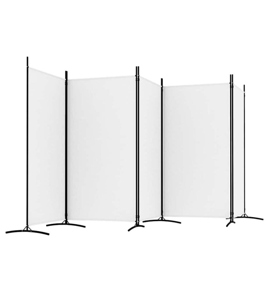 5-tlg. Paravent Weiss 433x180 cm Stoff