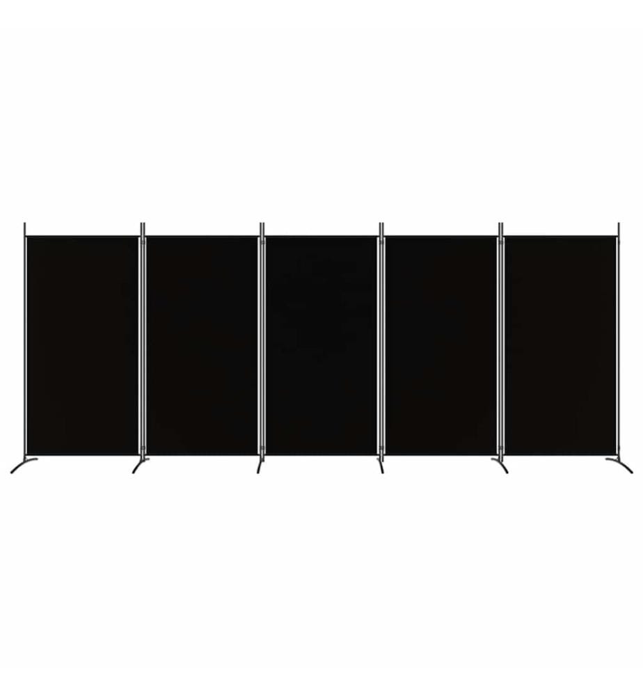 5-tlg. Paravent Schwarz 433x180 cm Stoff