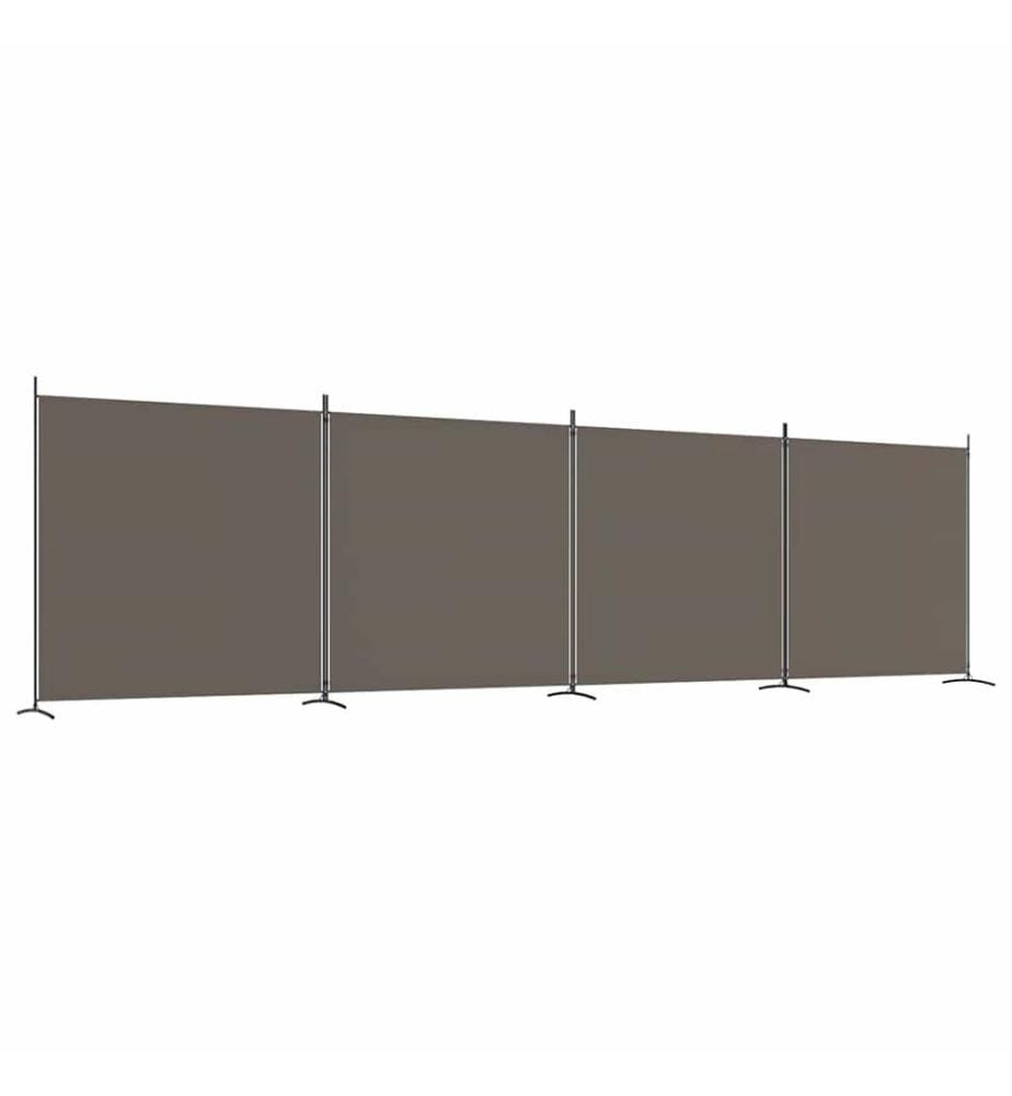 4-tlg. Paravent Anthrazit 698x180 cm Stoff