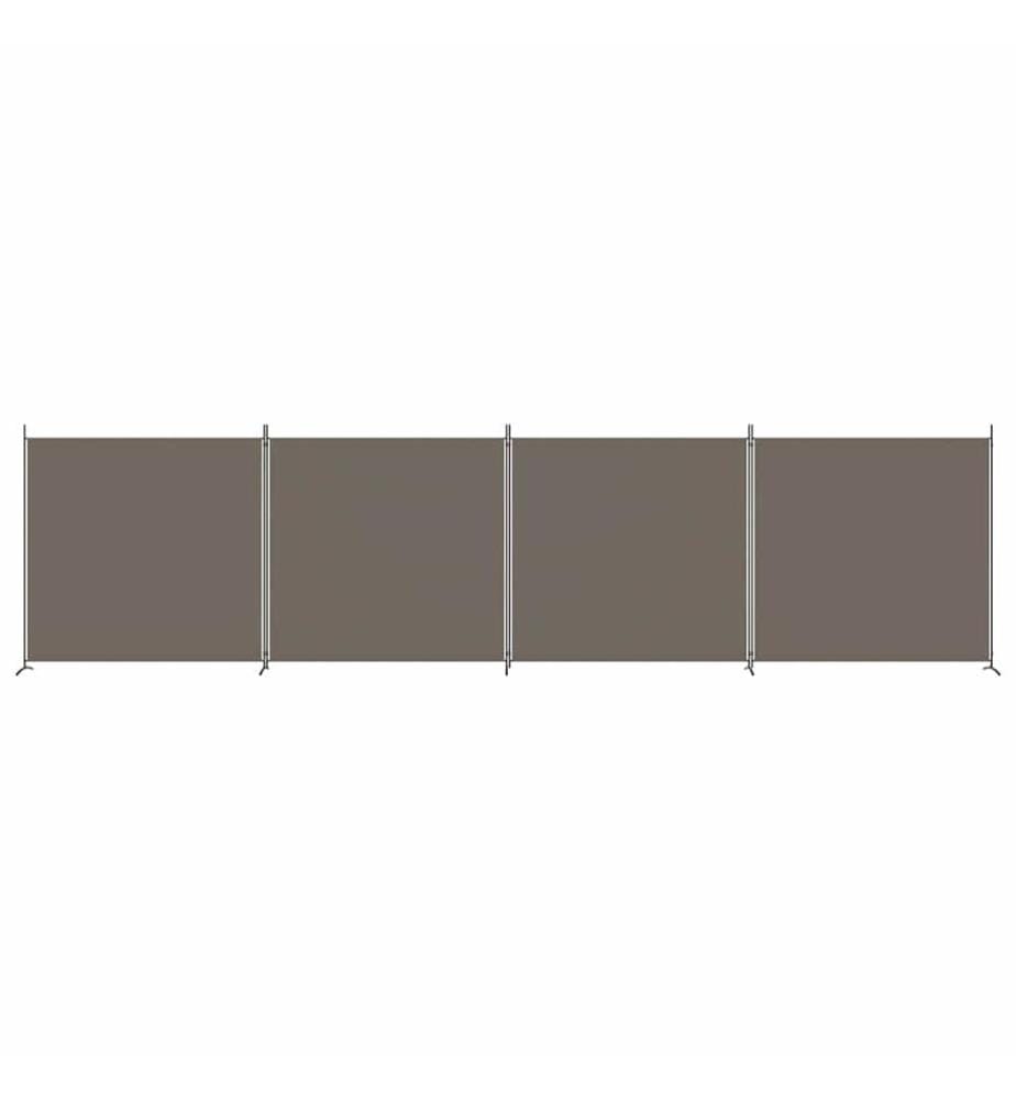 4-tlg. Paravent Anthrazit 698x180 cm Stoff
