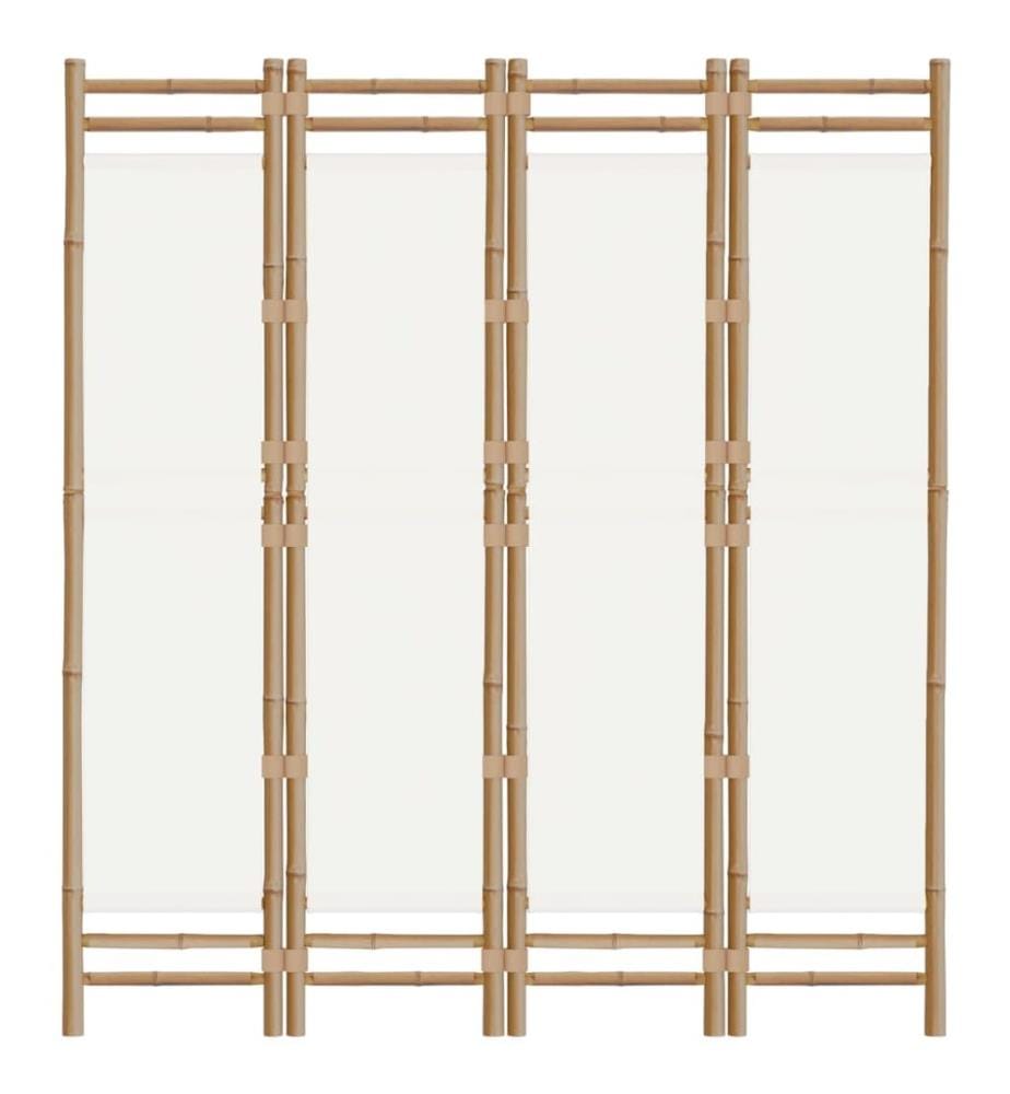 4-tlg. Paravent Faltbar 160 cm Bambus und Canvas