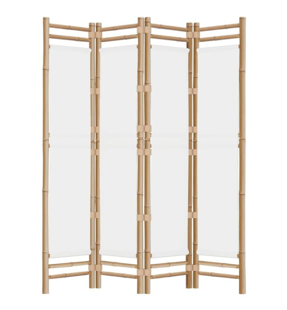 4-tlg. Paravent Faltbar 160 cm Bambus und Canvas