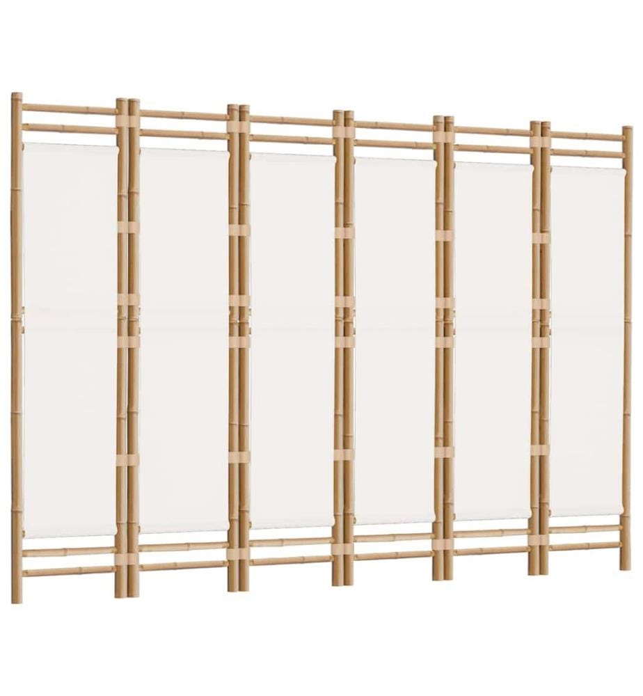 Cloison de séparation pliante 6 panneaux 240 cm Bambou et toile