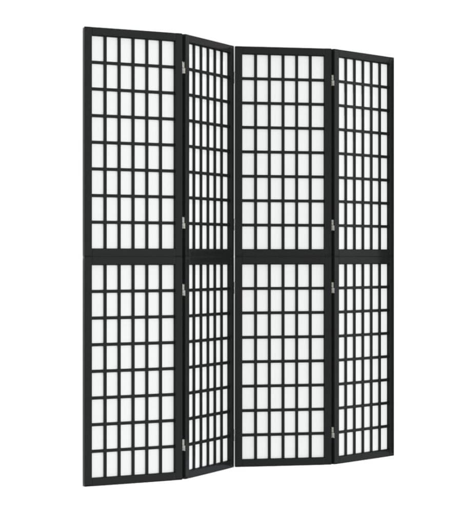 Cloison de séparation pliable 4 panneaux 160x170 cm Noir