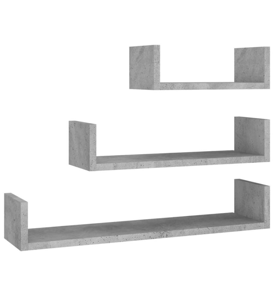 Wandregal 3 Stk. Betongrau Holzwerkstoff