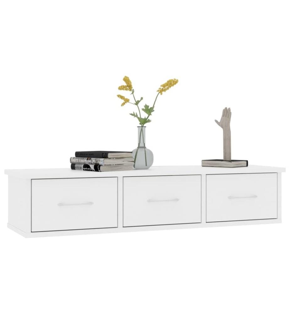 Wand-Schubladenregal Weiss 88x26x18,5 cm Holzwerkstoff