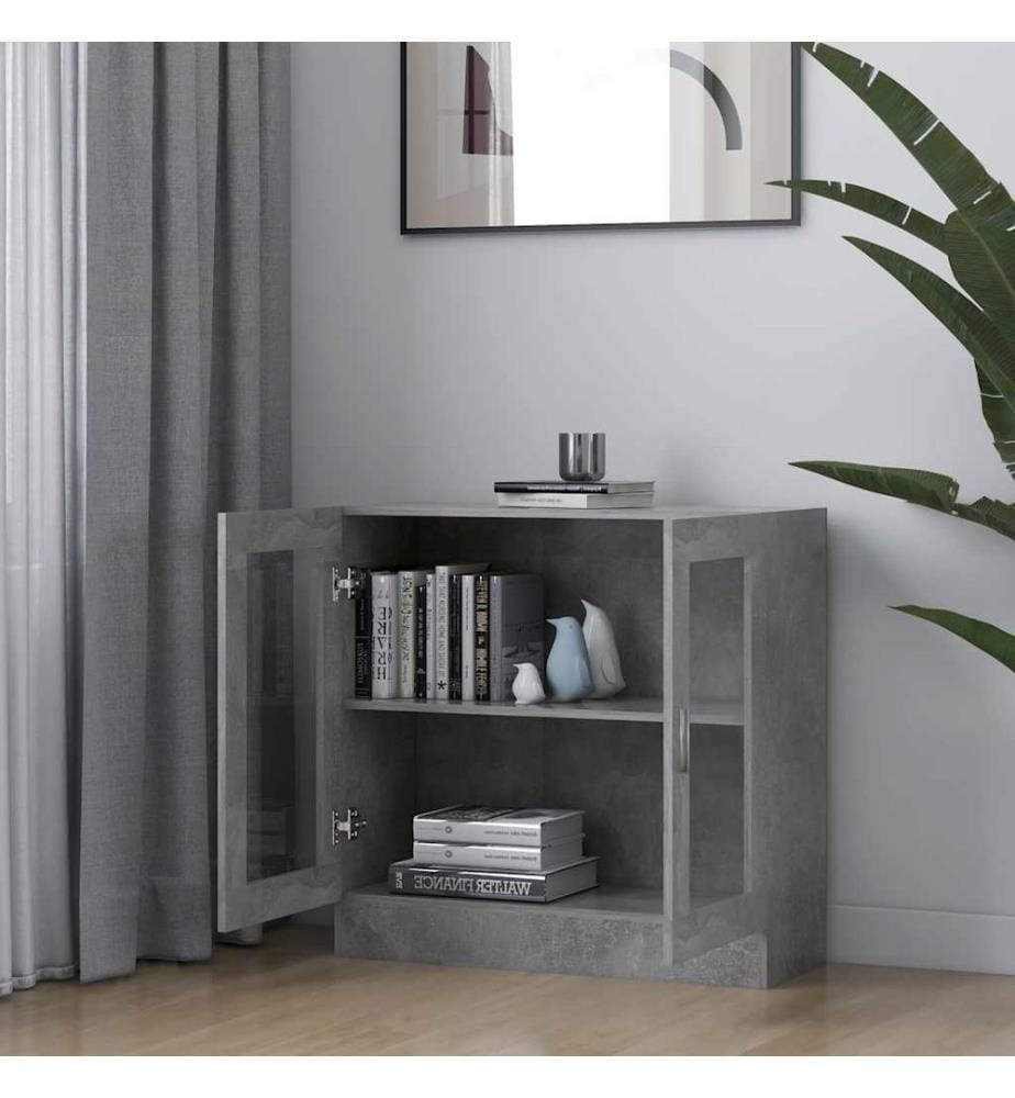 Armoire à vitrine Gris béton 82,5x30,5x80 cm Bois d'ingénierie