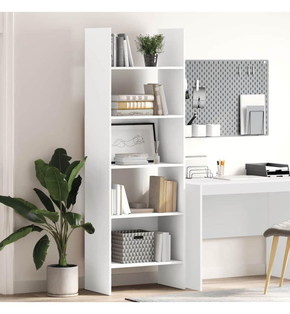 Bücherregal Weiss 60x35x180 cm Holzwerkstoff
