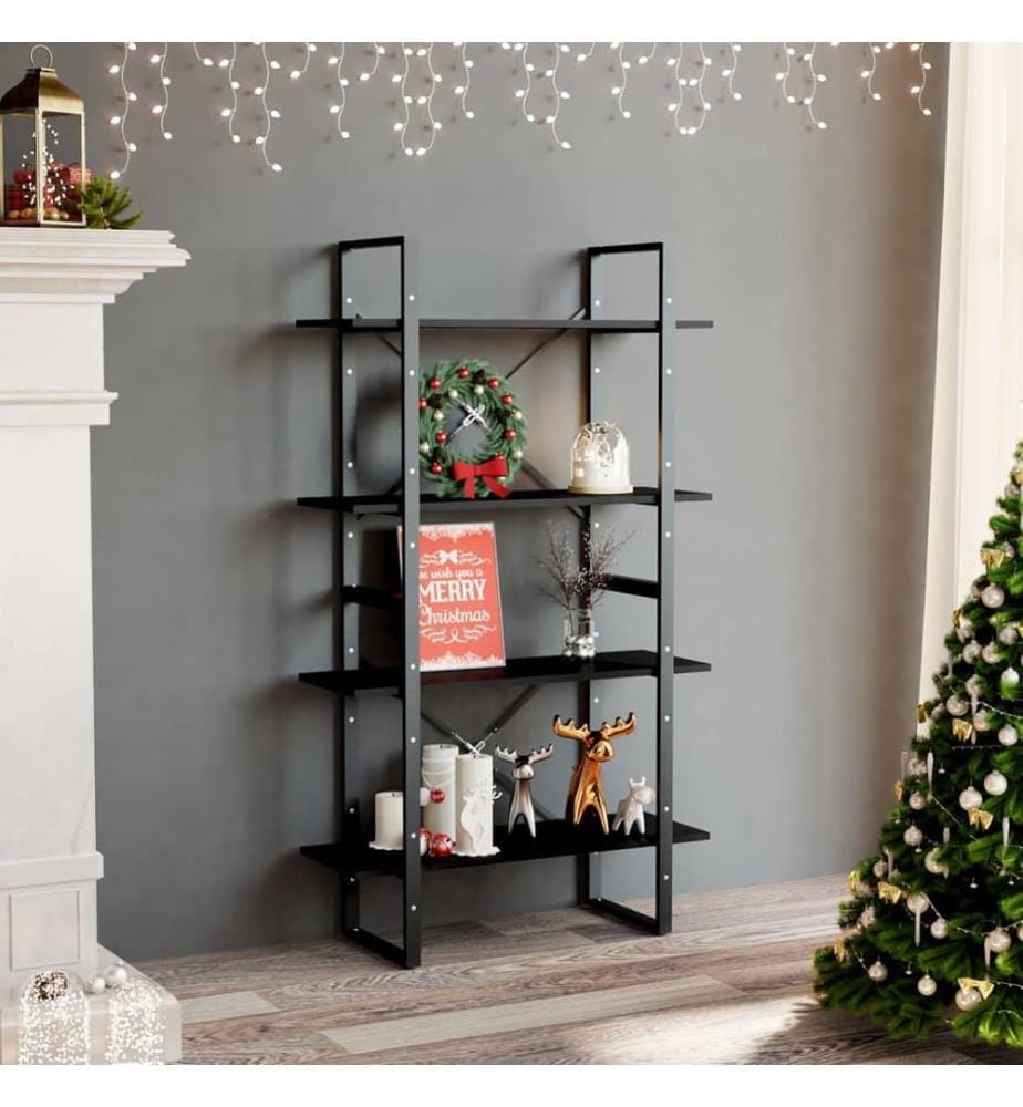 Bücherregal 4 Fächer Schwarz 80x30x140 cm Holzwerkstoff