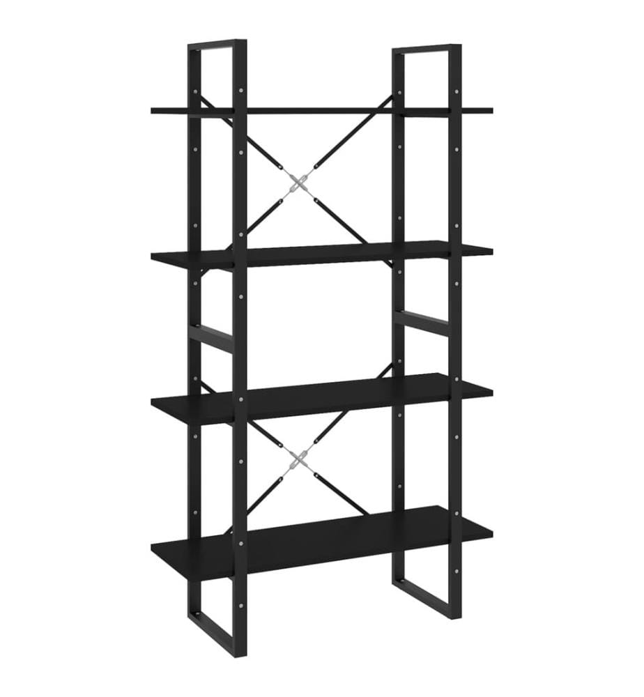 Bücherregal 4 Fächer Schwarz 80x30x140 cm Holzwerkstoff