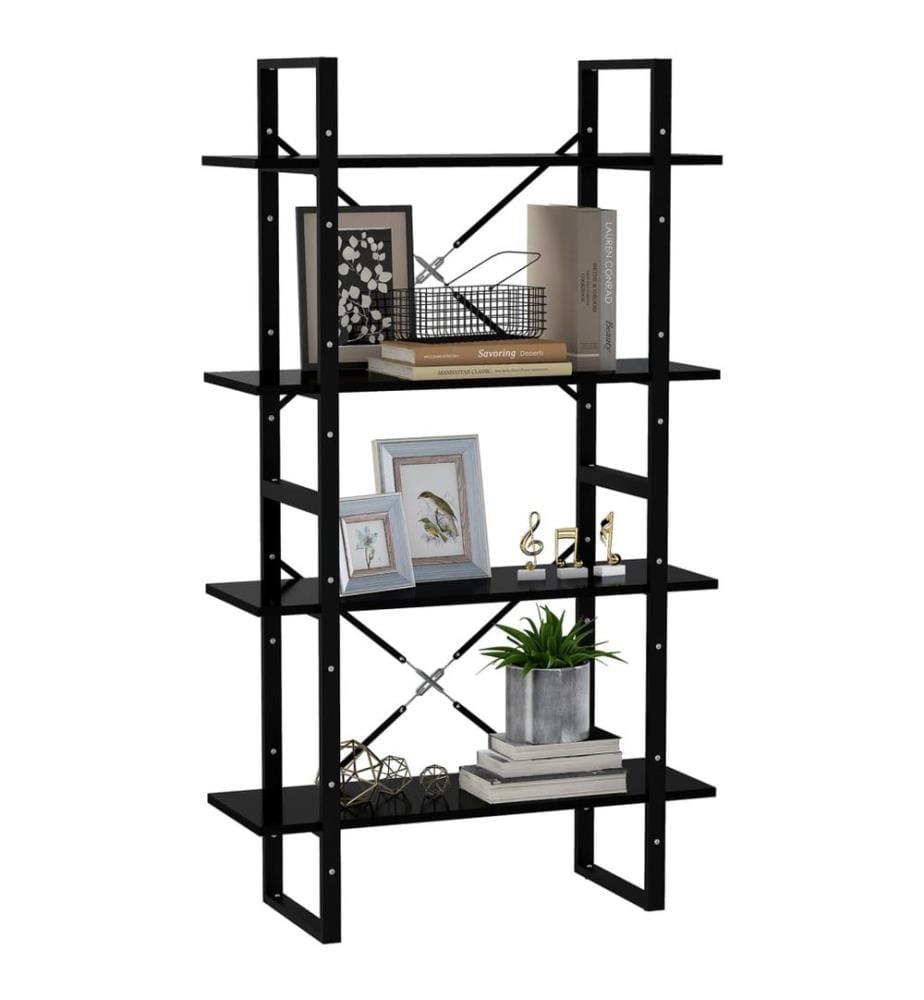 Bücherregal 4 Fächer Schwarz 80x30x140 cm Holzwerkstoff