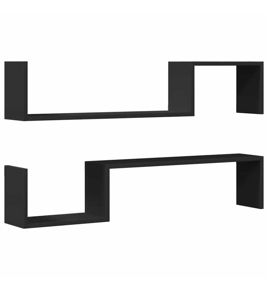 Wandregale 2 Stk. Schwarz 100x15x20 cm Holzwerkstoff