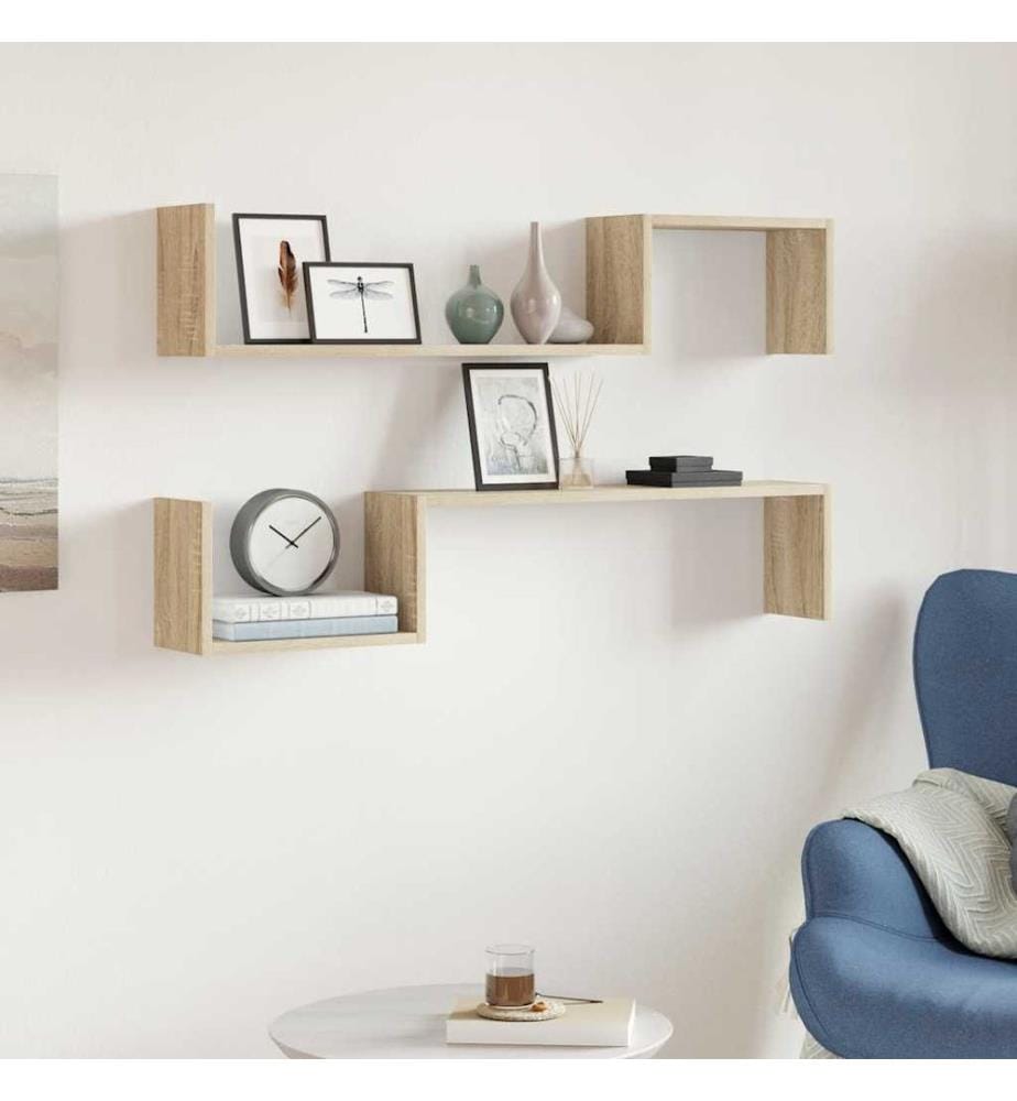 Wandregale 2 Stk. Sonoma-Eiche 100x15x20 cm Holzwerkstoff