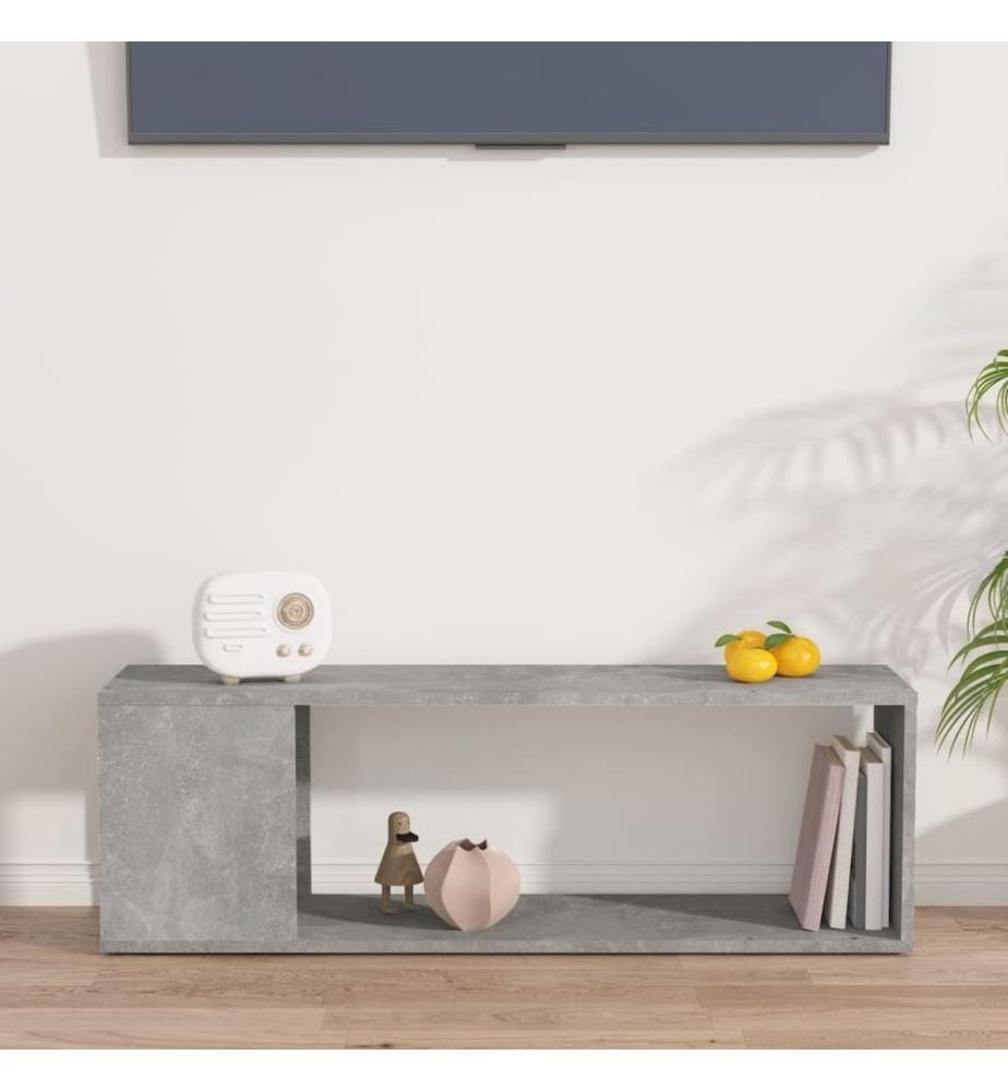 Meuble TV Gris béton 100x24x32 cm Bois d'ingénierie