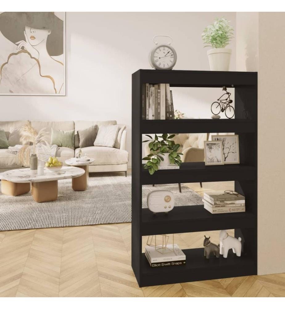 Bücherregal/Raumteiler Schwarz 80x30x135 cm Holzwerkstoff