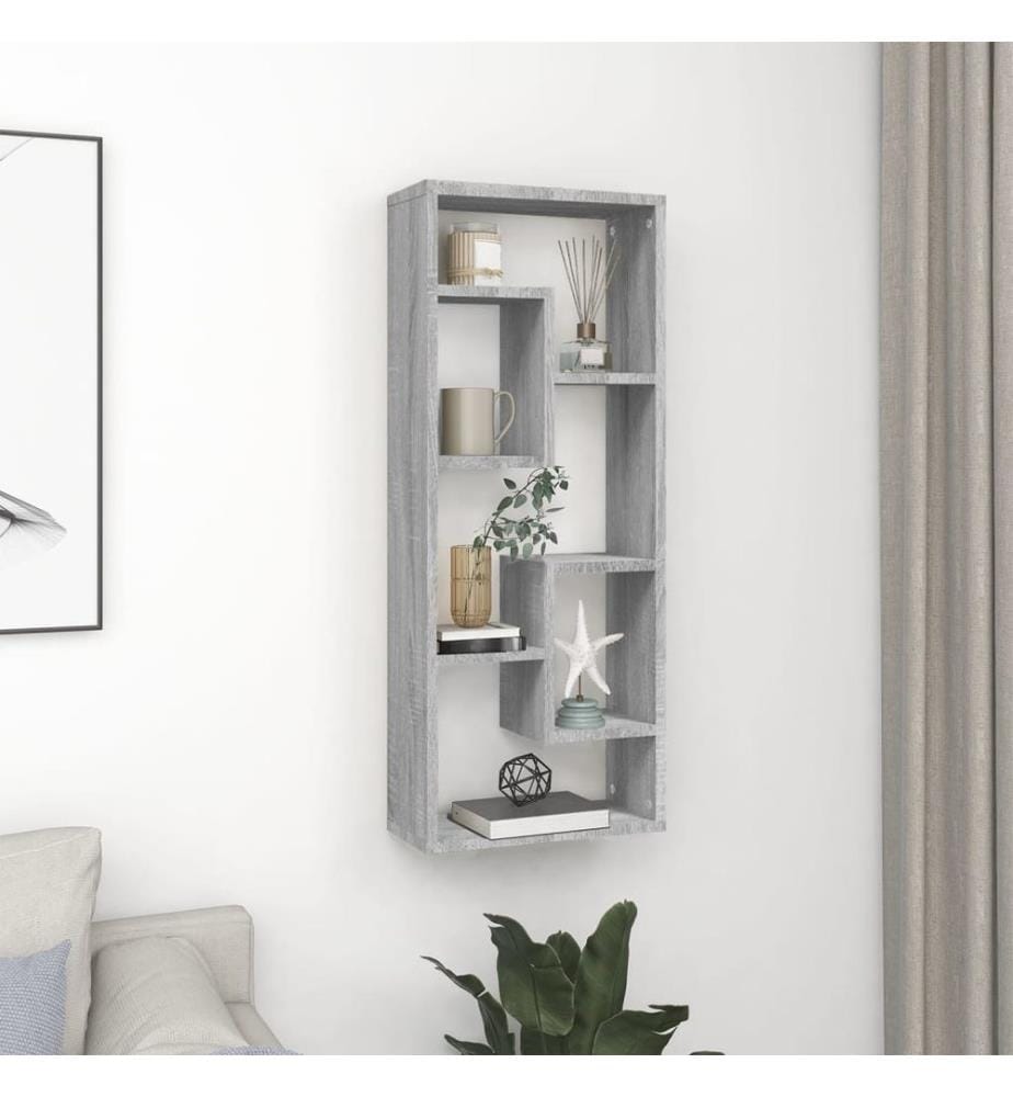Wandregal Grau Sonoma 36x16x90 cm Holzwerkstoff