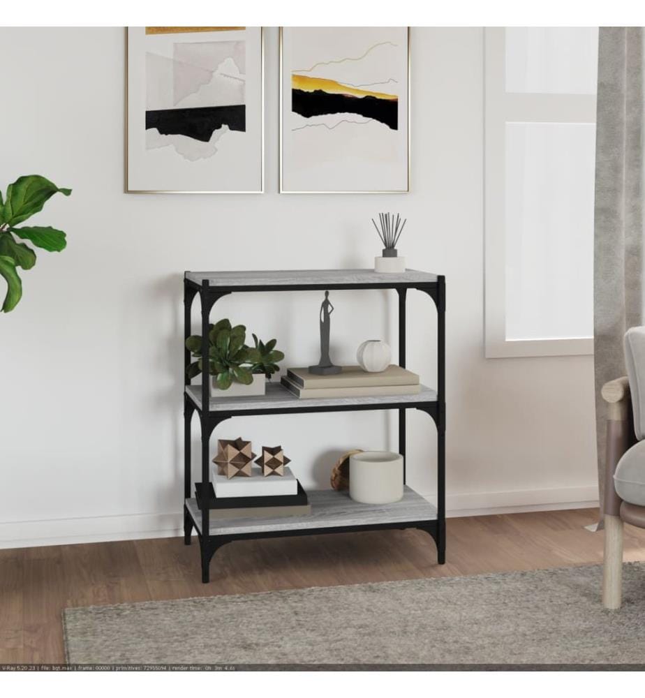 Bücherregal Grau Sonoma 60x33x70,5 cm Holzwerkstoff und Stahl