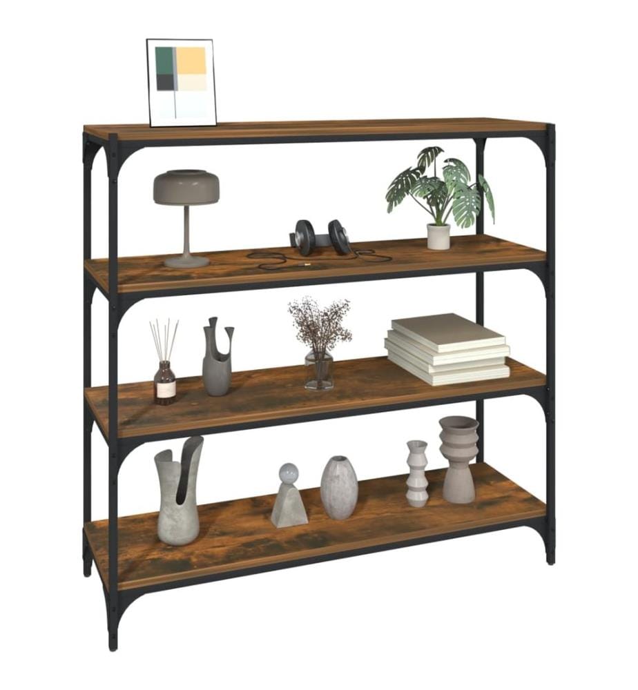 Bücherregal Räuchereiche 100x33x100 cm Holzwerkstoff und Stahl