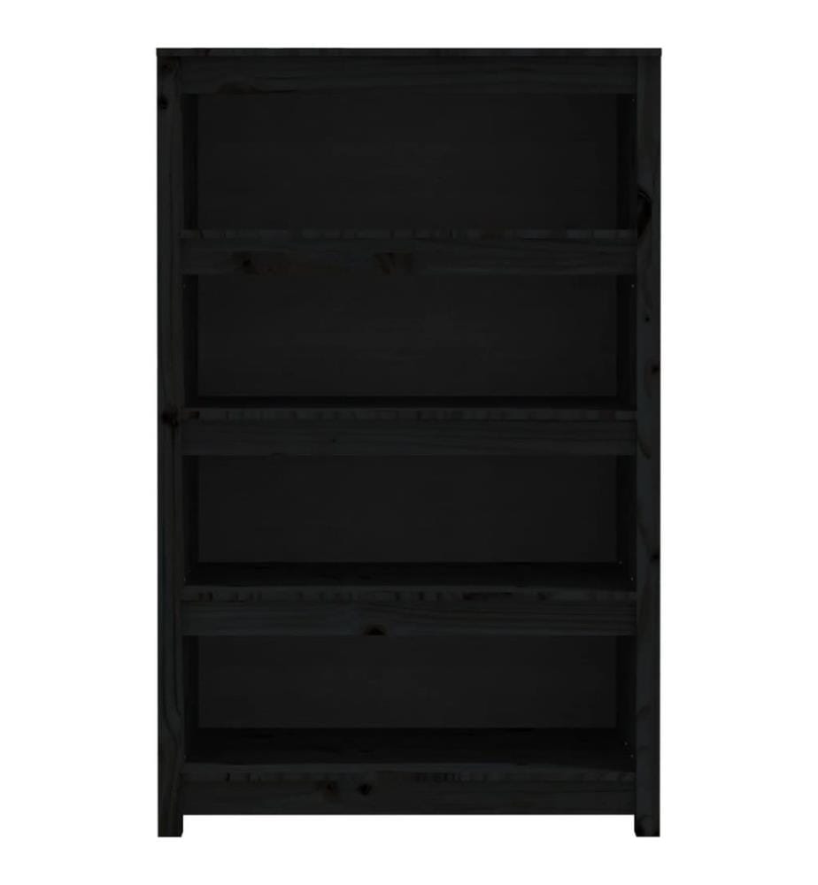 Bibliothèque Noir 80x35x126 cm Bois de pin massif