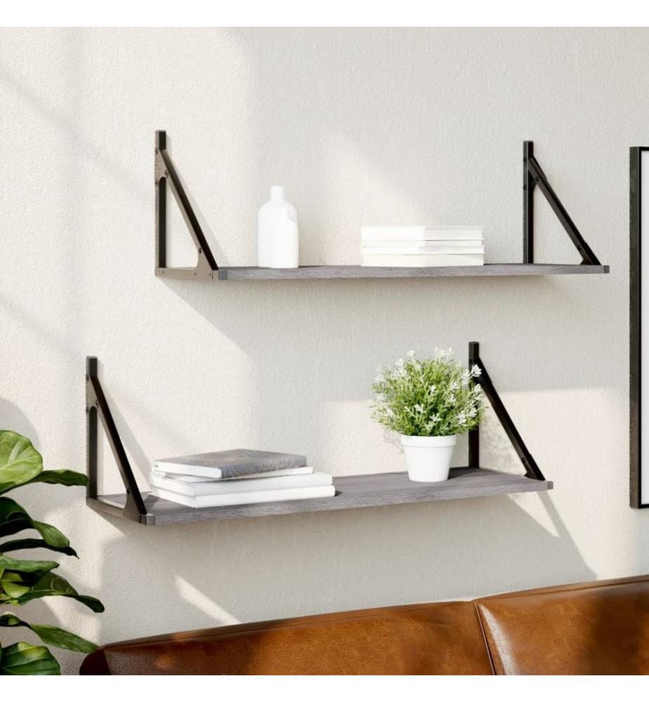 Wandregale 2 Stk. Grau Sonoma 80x25x25,5 cm Holzwerkstoff