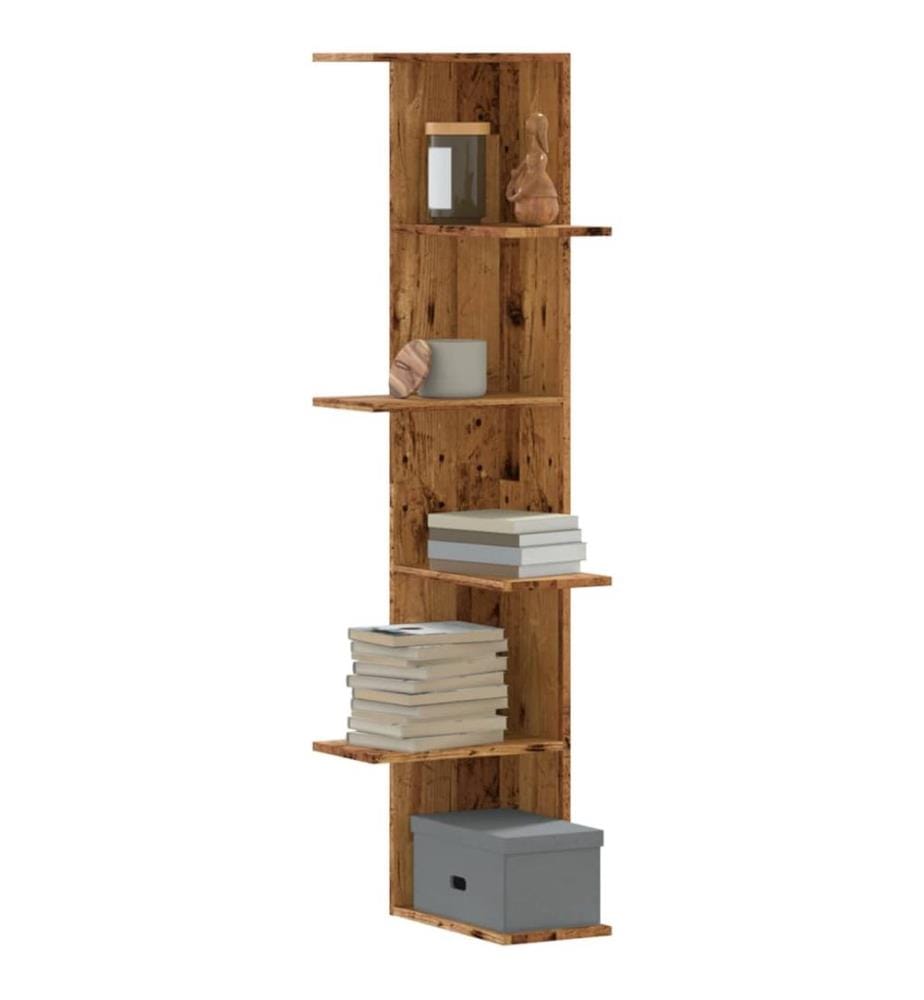 Wand-Eckregal Altholz-Optik 36,5x36,5x140 cm Holzwerkstoff