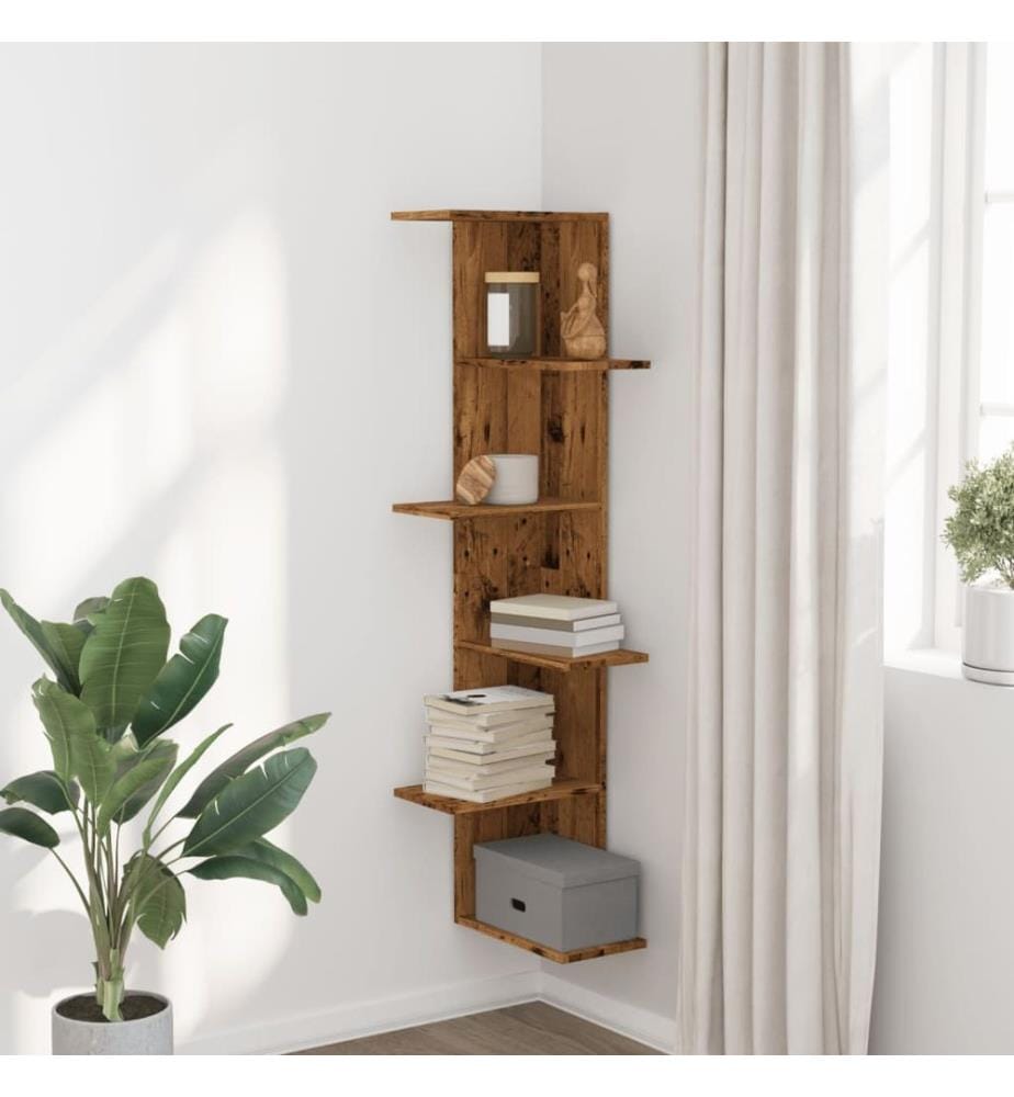 Wand-Eckregal Altholz-Optik 36,5x36,5x140 cm Holzwerkstoff