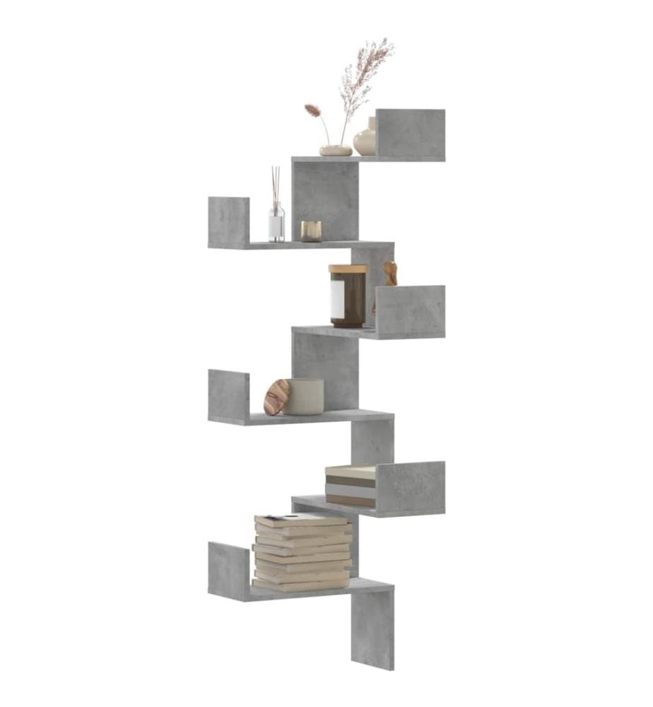 Wand-Eckregal Betongrau 45x45x147 cm Holzwerkstoff