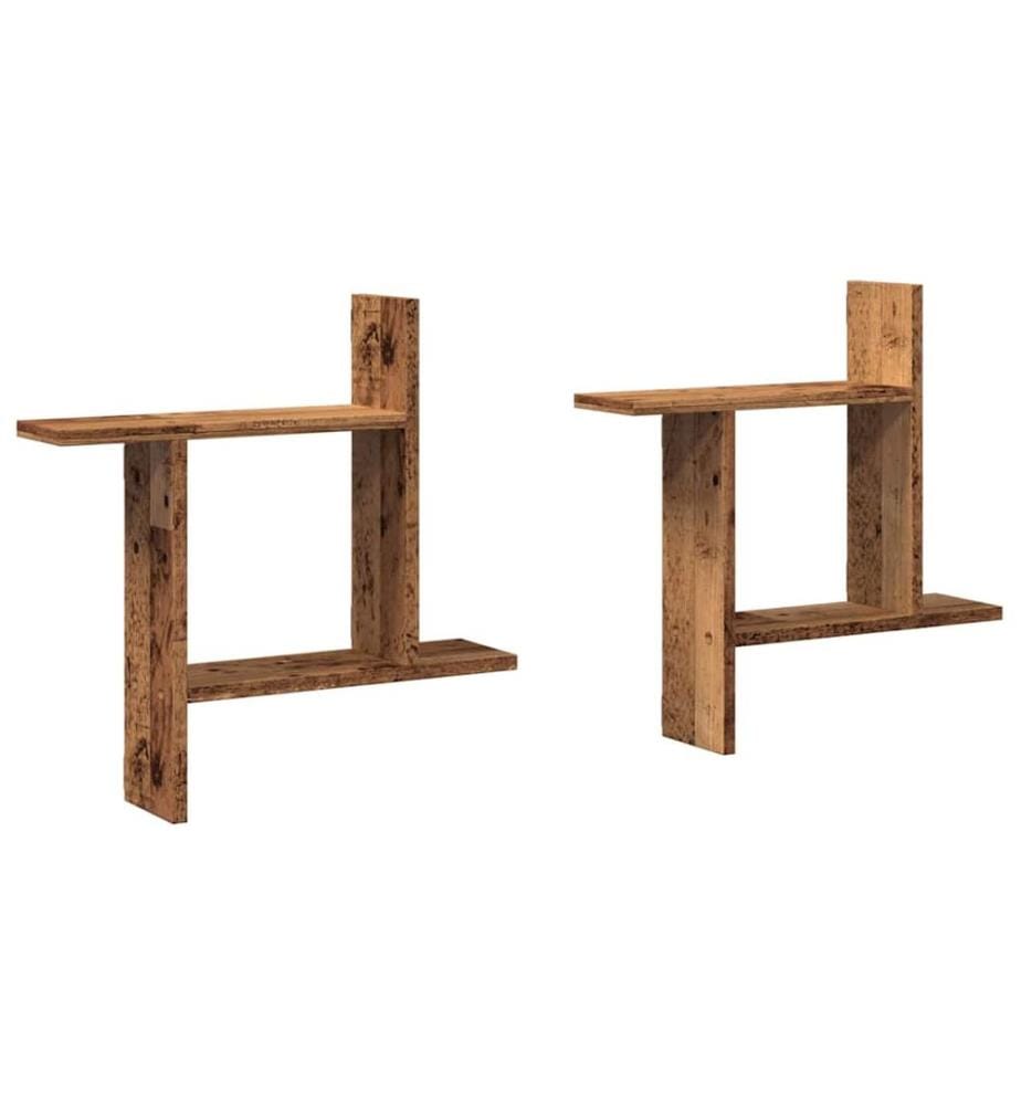 Wandregale 2 Stk. Altholz-Optik 50x12x50 cm Holzwerkstoff