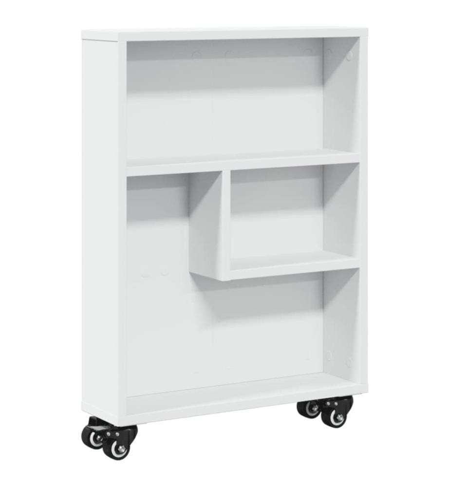 Aufbewahrungswagen Schmal Weiss 48x13x68 cm Holzwerkstoff
