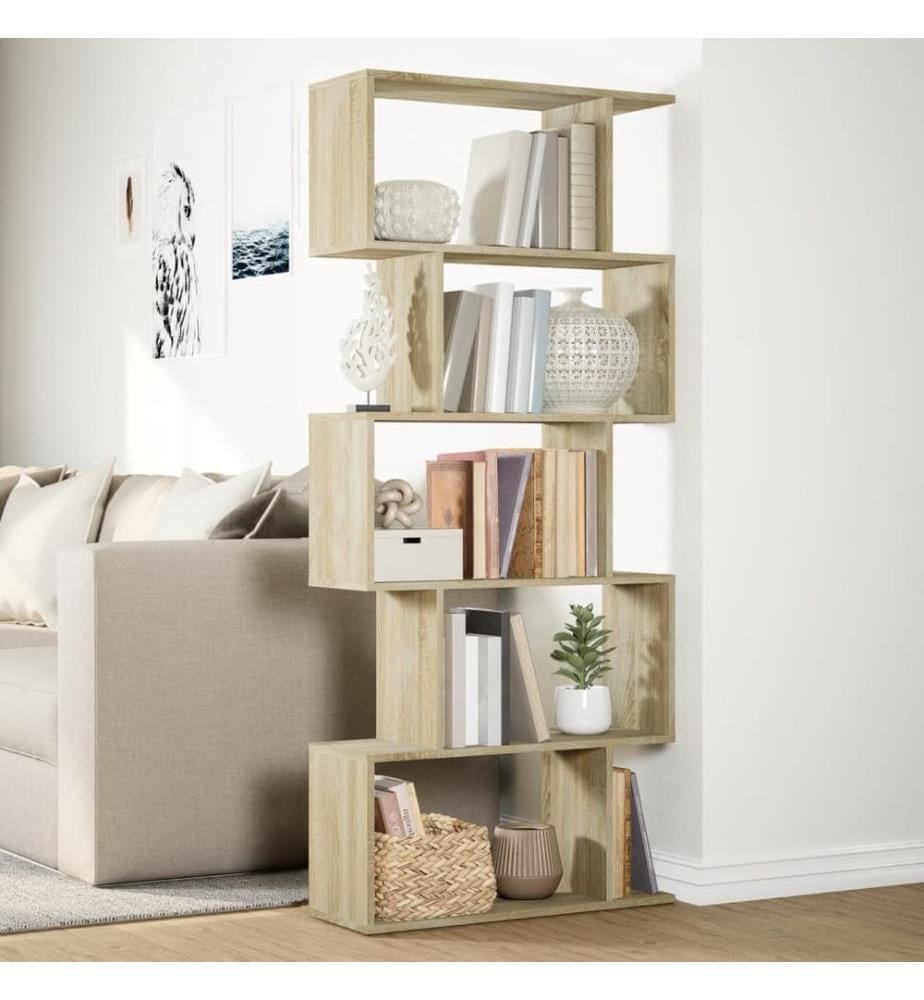 Raumteiler-Bücherregal 5 Etagen Sonoma-Eiche 70x24x161 cm