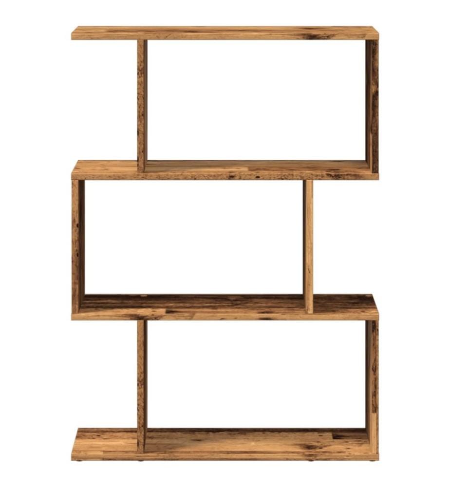 Raumteiler-Bücherregal 3 Fächer Altholz-Optik 70x24x97 cm