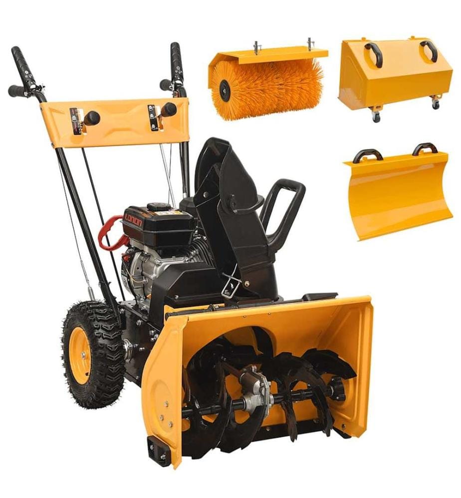 4-in-1 Schneefräse und Kehrmaschine Set Benzinbetrieben 6,5 PS