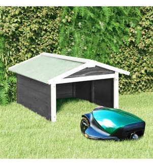 Roboter-Rasenmäher Garage 72x87x50 cm Grau Weiss Tannenholz