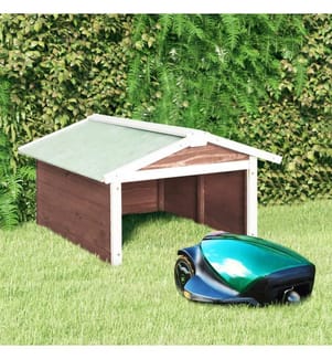 Roboter-Rasenmäher Garage 72x87x50 cm Mocca Weiss Tannenholz