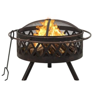 Rustikale Feuerstelle mit Schürhaken 76 cm XXL Stahl