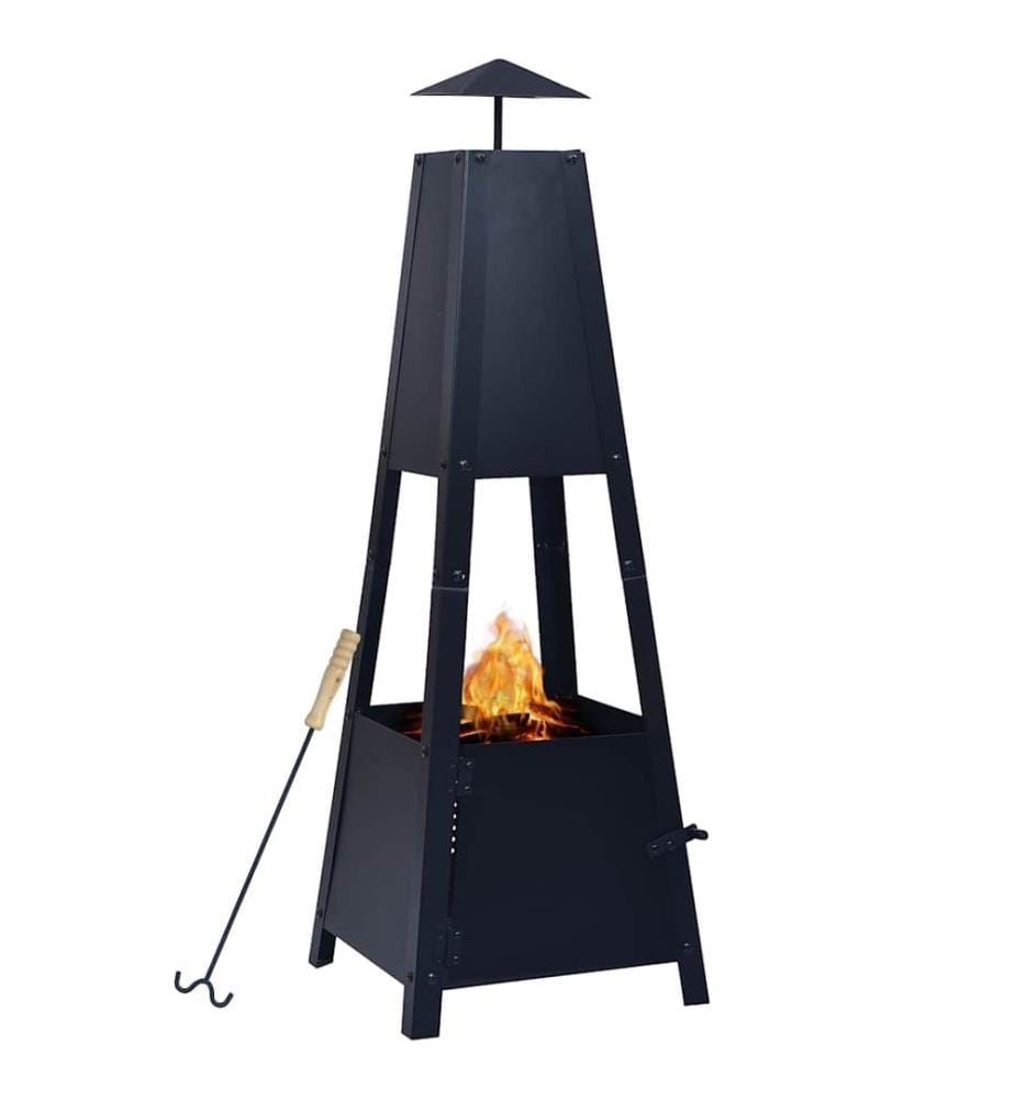 Feuerstelle Schwarz 35×35×99 cm Stahl