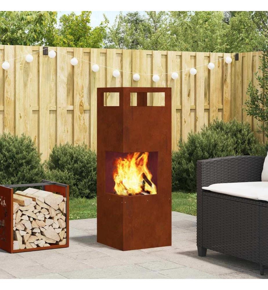 Feuerstelle Braun 35 x 35 x 100 cm Stahl